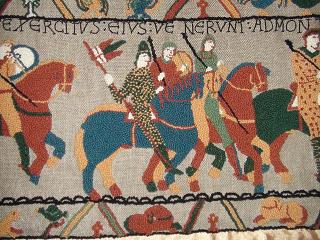 Bayeux Tapestry Pattern on linen, 66"x20"