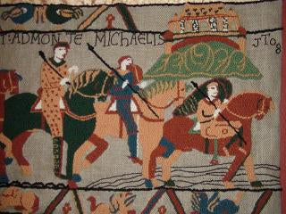 Bayeux Tapestry Pattern on linen, 66"x20"