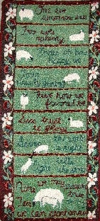 Counting Sheep Pattern on linen, 17.5"x40"