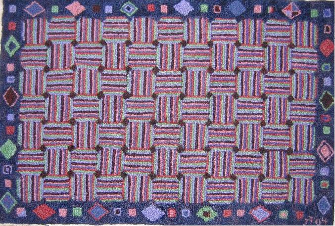 Diamonds & Squares Pattern on linen, 21.5"x32"