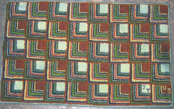 Log Cabin Pattern on linen, 18.5"x29.5"