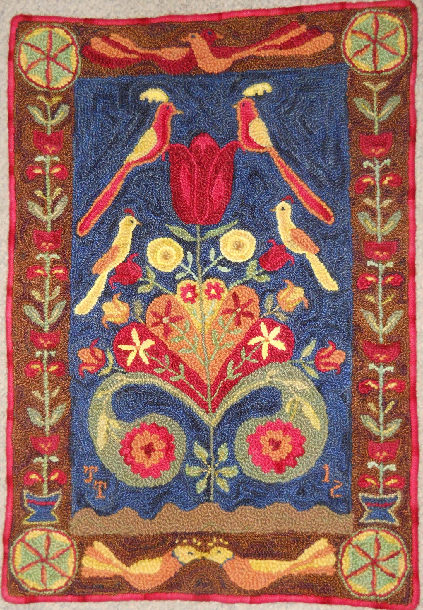 Lovebirds Pattern on linen, 21.5"x30"