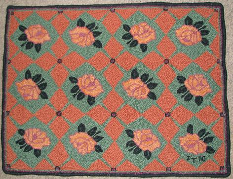 Roses & Diamonds Pattern on linen, 26.5"x21" SALE 20% off!