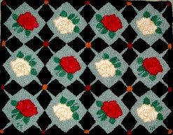 Roses & Diamonds Pattern on linen, 26.5"x21" SALE 20% off!