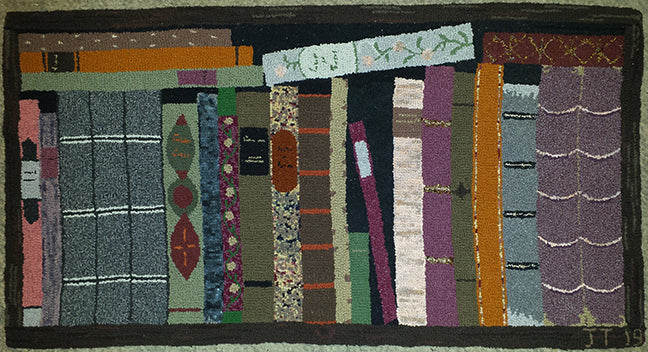 Old Books pattern on linen, 31"x16"