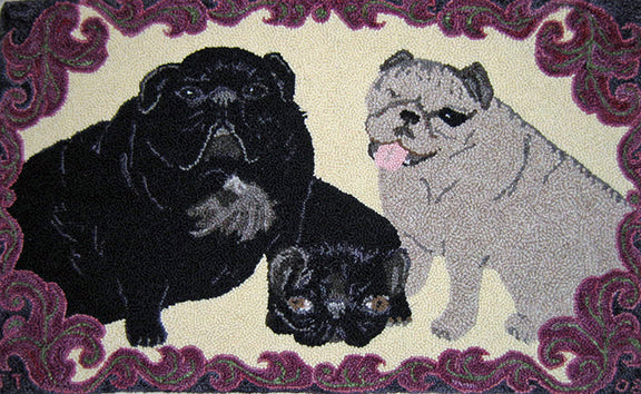 Penny, Pasha & Jezebel pattern on linen, 18"x32"