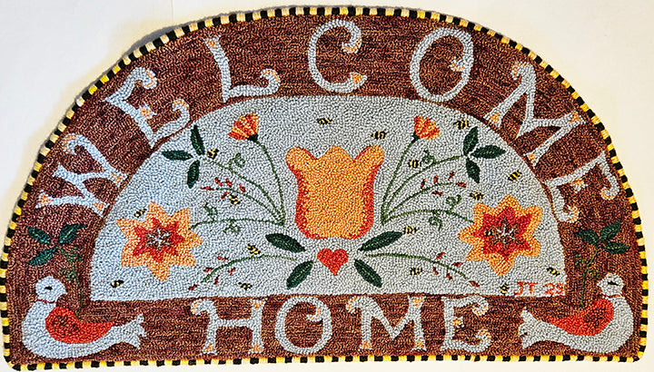 Welcome Home Pattern on linen, 32"x17"