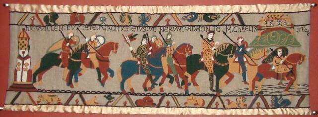 Bayeux Tapestry Pattern on linen, 66"x20"