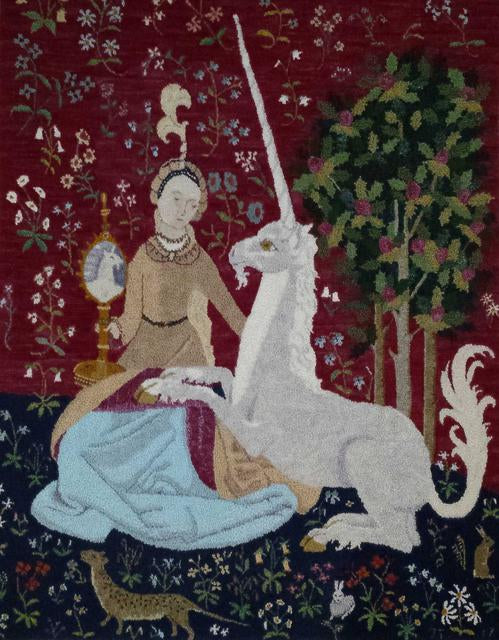 Lady & the Unicorn Pattern on linen, 34.5"x45.5"