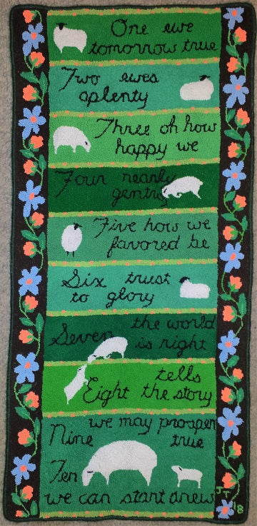 Counting Sheep Pattern on linen, 17.5"x40"