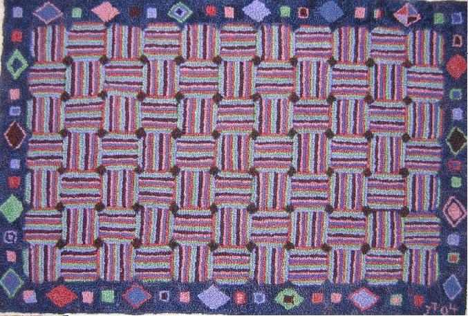 Diamonds & Squares Pattern on linen, 21.5"x32"