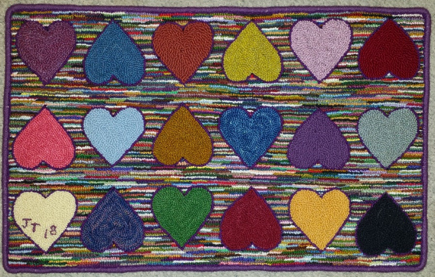 Hearts Pattern on linen, 30"x18"