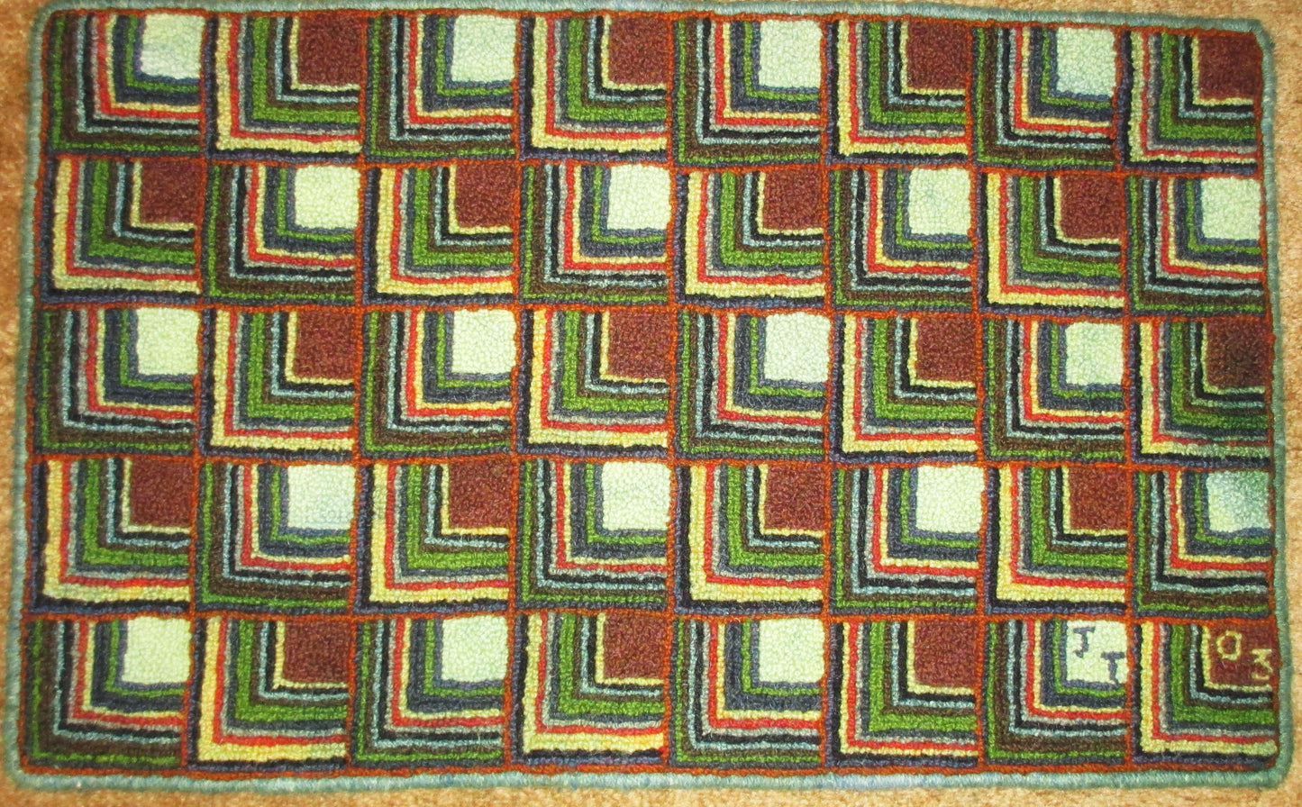 Log Cabin Rug, 18.5"x29.5"