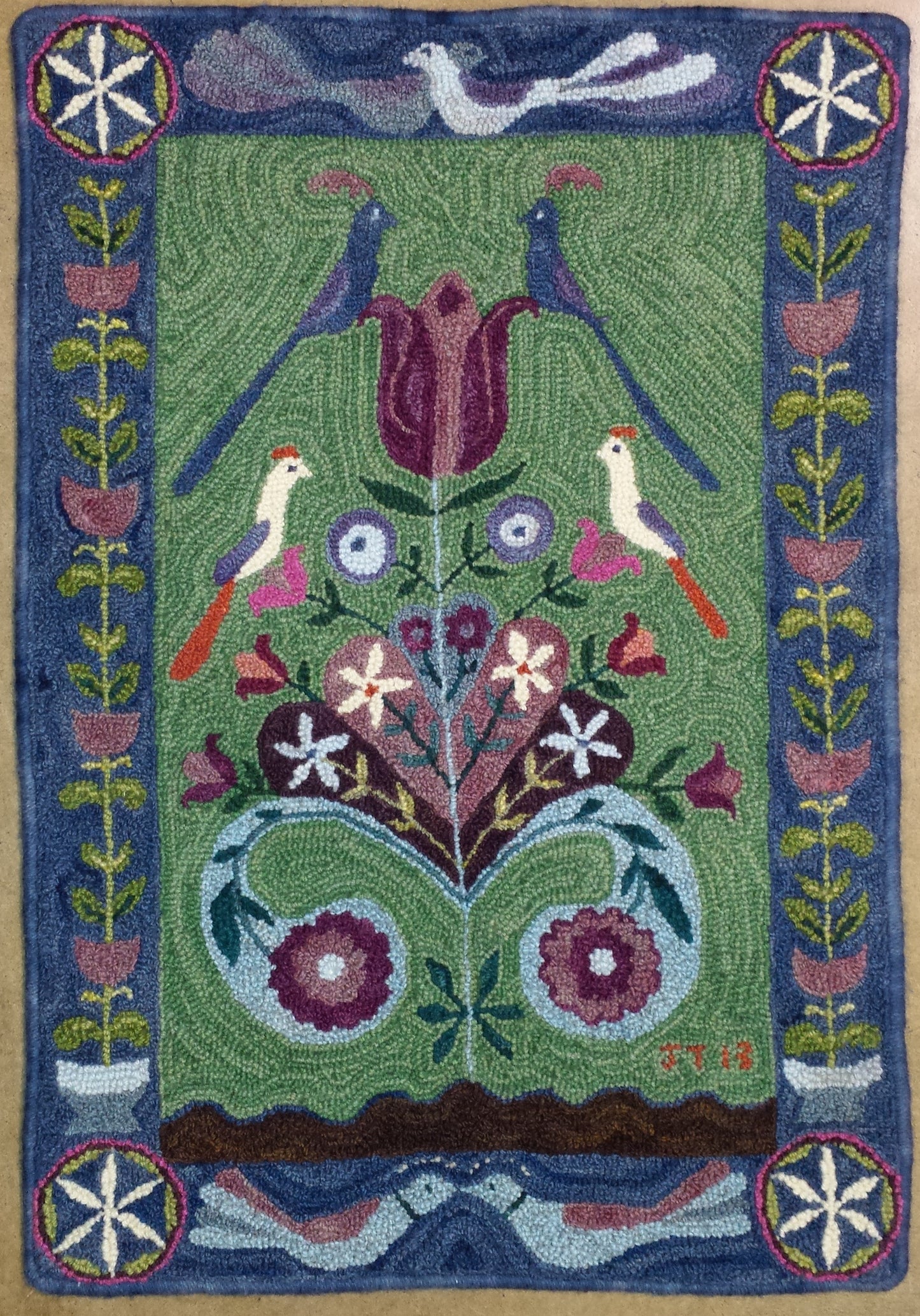 Lovebirds Pattern on linen, 21.5"x30"