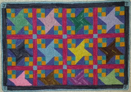Pinwheel Pattern on linen, 21"x29"