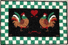 Rooster Pattern on linen, 18"x26"