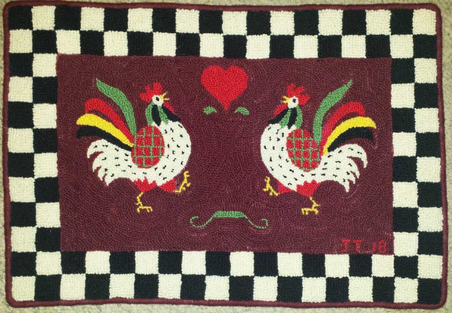 Rooster Pattern on linen, 18"x26"