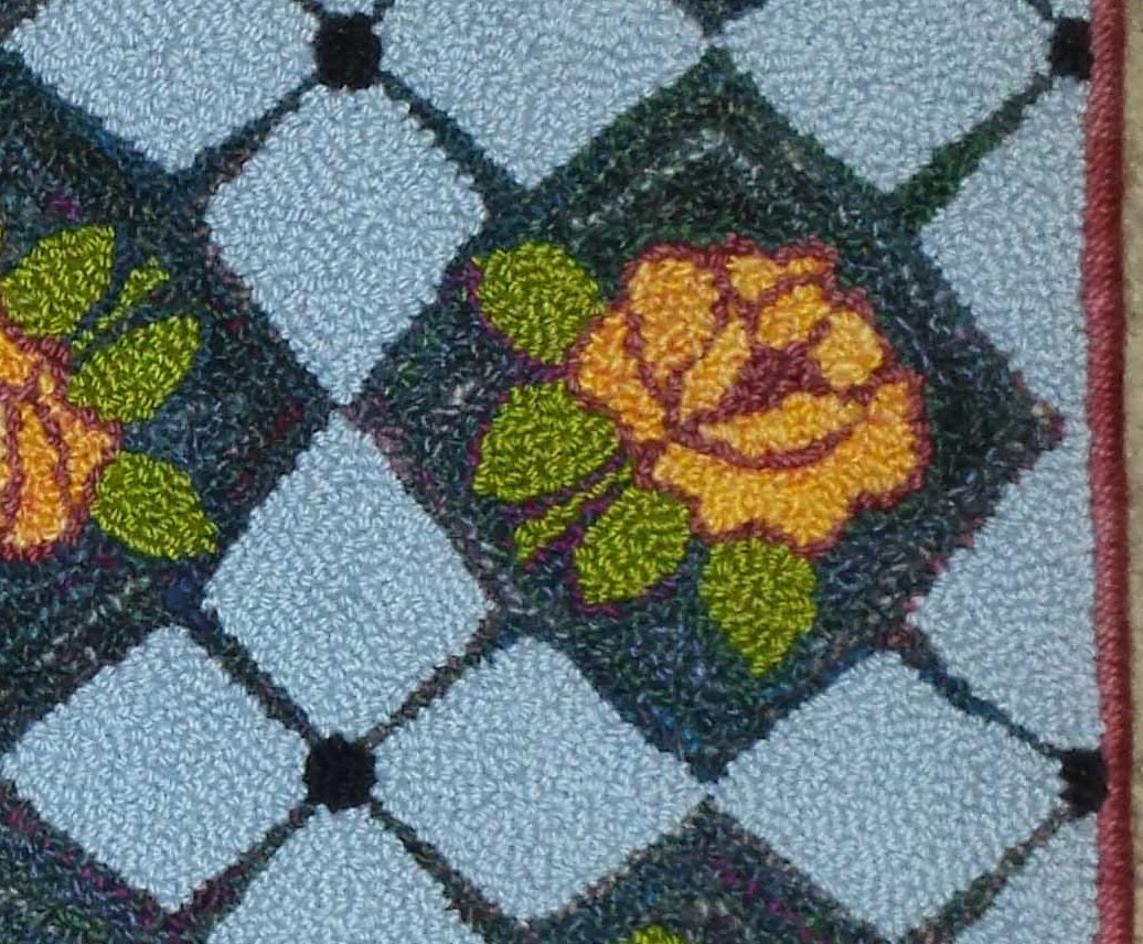 Roses & Diamonds Pattern on linen, 26.5"x21" SALE 20% off!