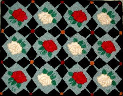 Roses & Diamonds Pattern on linen, 26.5"x21"