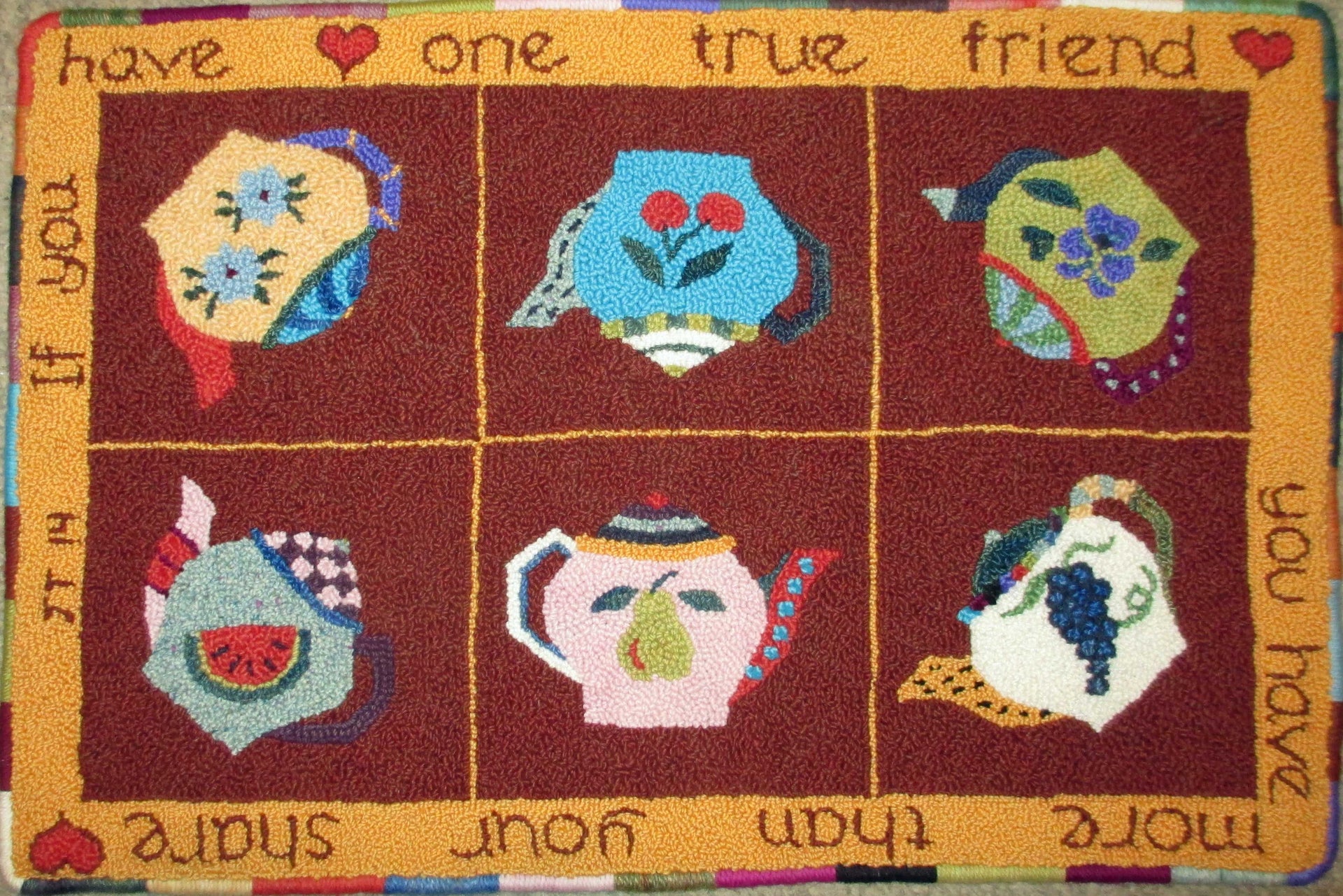 Teapots Pattern on linen, 29"x19"