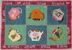 Teapots Pattern on linen, 29"x19"