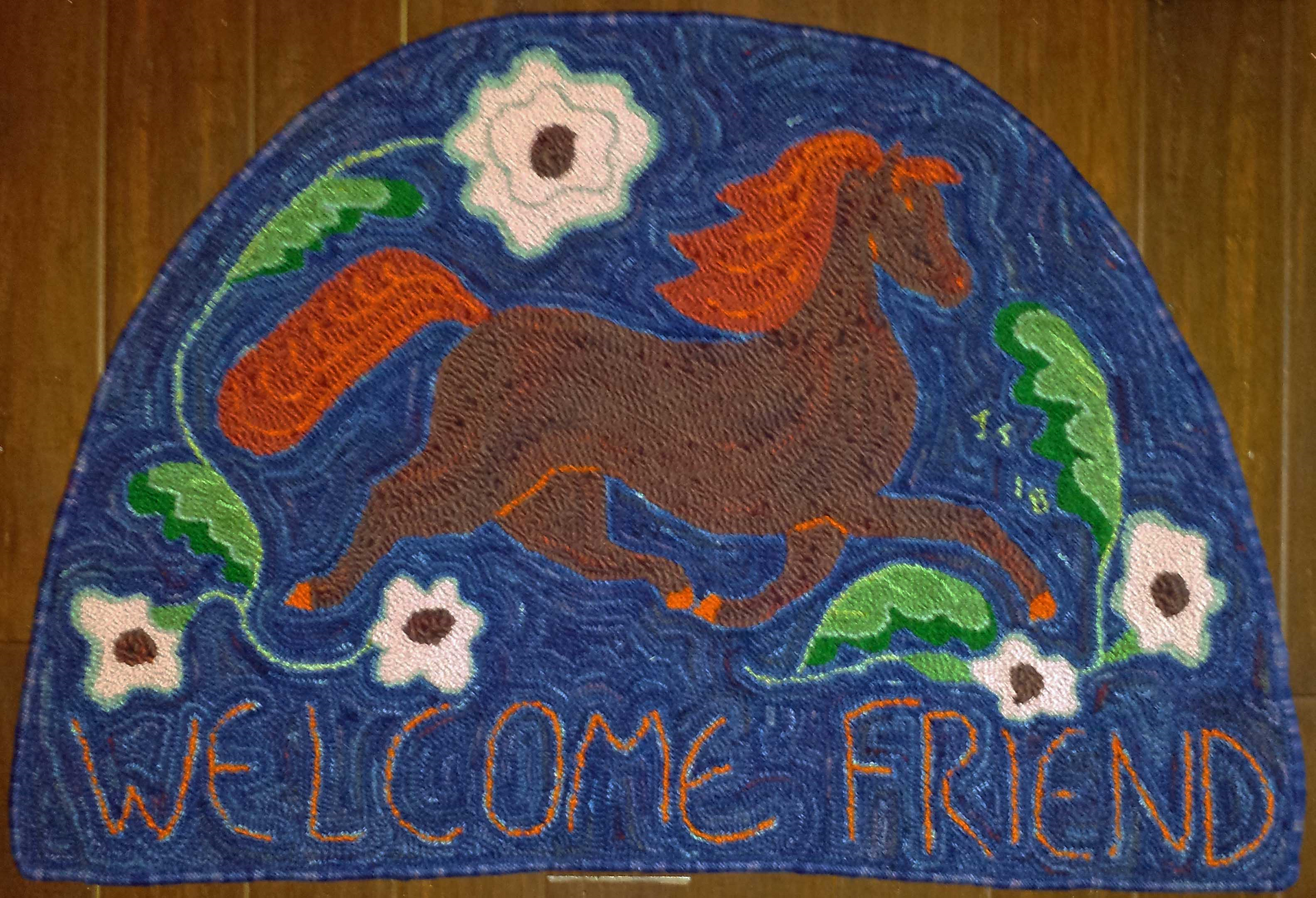 Welcome Friend Pattern on linen, 33"x22"
