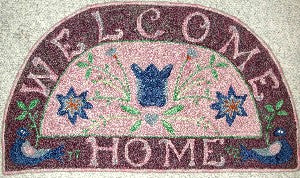 Welcome Home Pattern on linen, 32"x17"