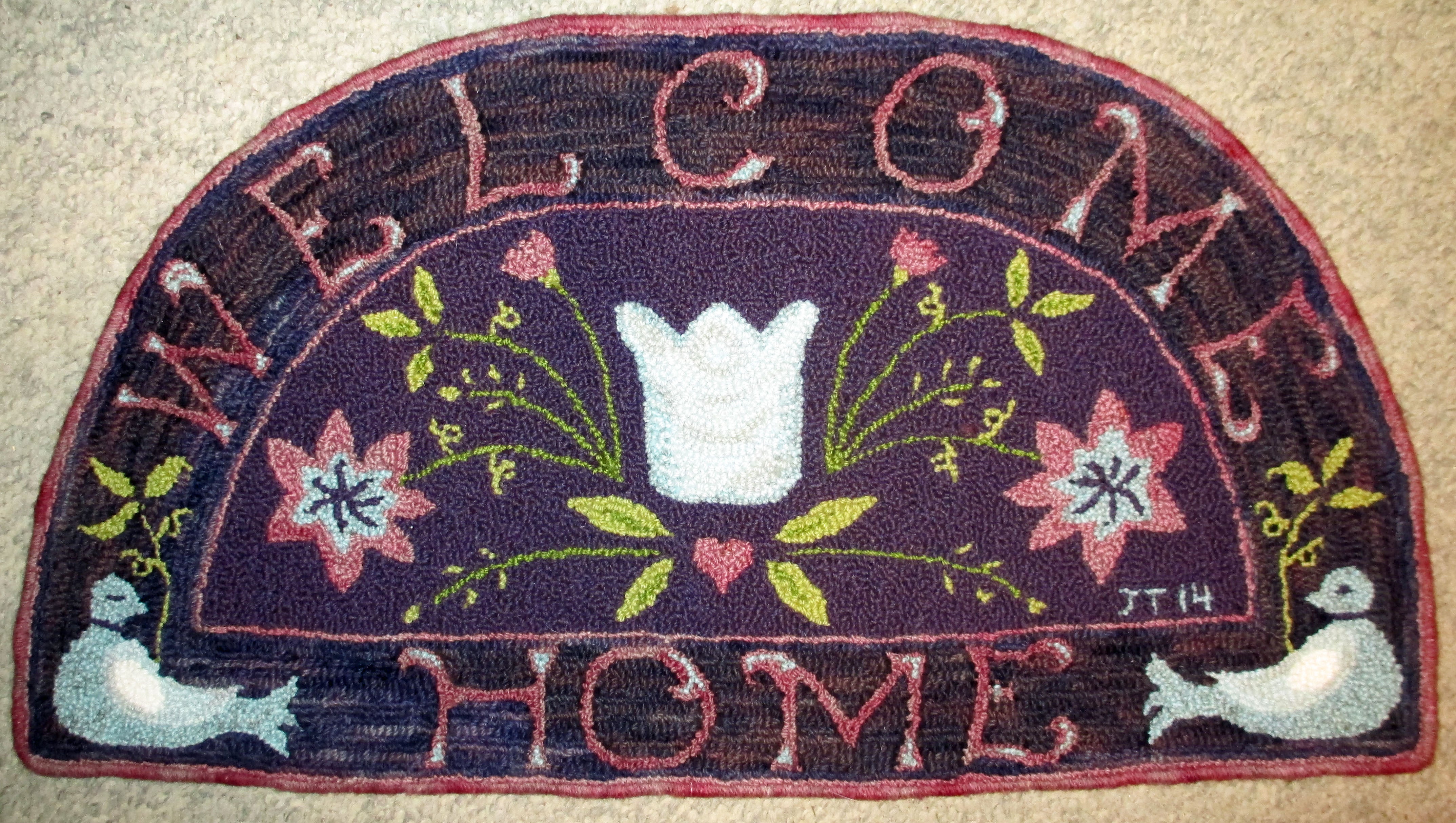 Welcome Rug Patterns Welcome Home Pattern on linen, 32