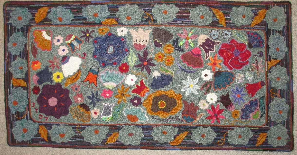 Wildflower Pattern on linen, 48"x24"